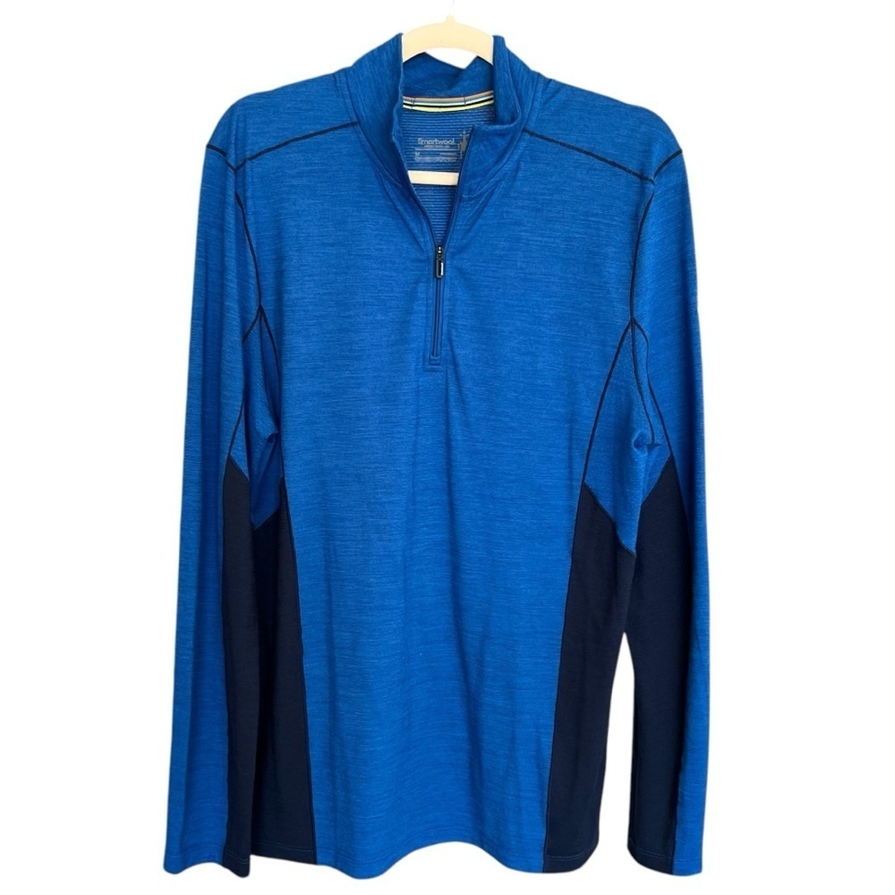 Smartwool Men’s 1/4 Zip Merino Sport Long Sleeve Baselayer Shirt Blue Medium